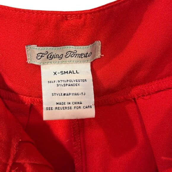 Flying Tomato Red Wide-Leg Pants X-Small Polyester/Spandex Blend - Picture 5 of 5